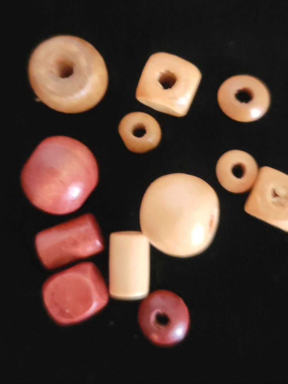 Natural Wood Beads Set for Crafts - Tan, Brown & Red